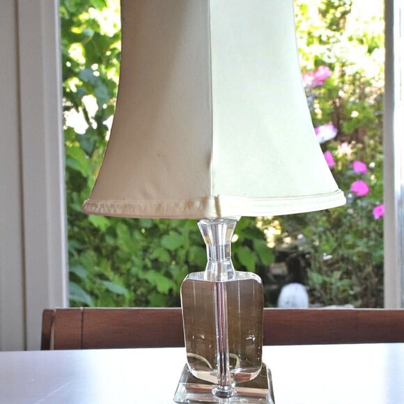 MId-Century Solid Crystal 21" Table Lamp with Shade - Picture 9 of 10